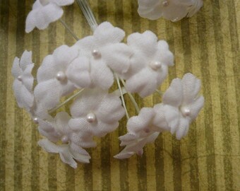 Vintage White Cotton Flowers 3 bunches NOS