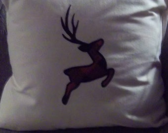 Leaping Deer Applique  Pillow