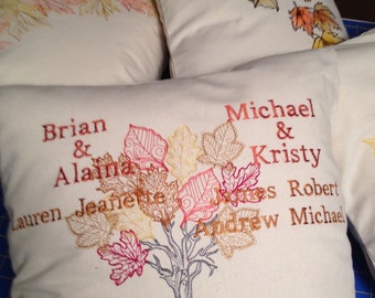 Personalized Custom Family Tree Embroidered Pillow