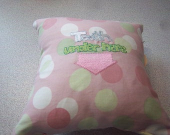 1916 Pink, Green, White Embroidered Tooth Fairy Pillow