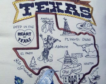 Embroidered State Map Pillow Texas