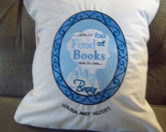 Louisa May Alcott Embroidered Pillow