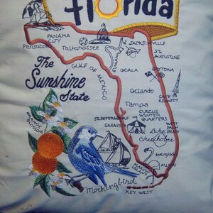 Embroidered State Map Pillow Florida image 2