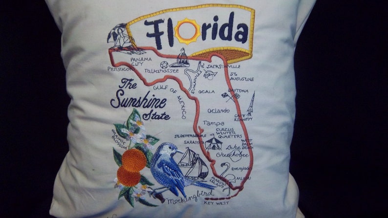 Embroidered State Map Pillow Florida image 1