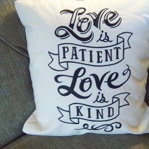 Love Is Patient Love Is Kind Embroidered Pillow image 1