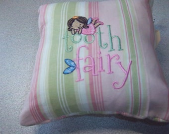 1920 Pink White and Green Embroidered Tooth Fairy Pillow