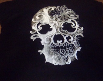 Baroque Skull Embroidered Pillow