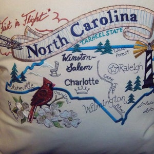 North Carolina Embroidered Pillow