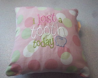 1901 Pink, Green, White Embroidered Tooth Fairy Pillow