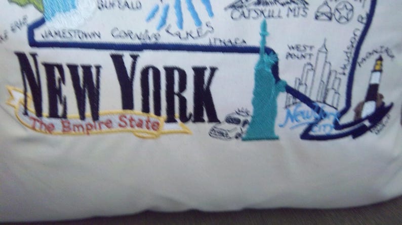 Embroidered state map pillow new york  etsy Embroidered state map pillow new york  etsy