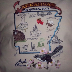 Embroidered State Map Pillow Arkansas