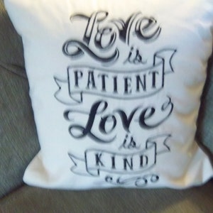 Love Is Patient Love Is Kind Embroidered Pillow image 2