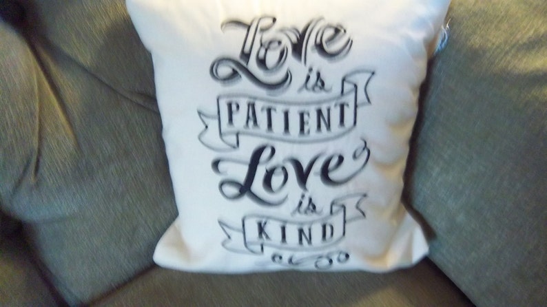 Love Is Patient Love Is Kind Embroidered Pillow image 2