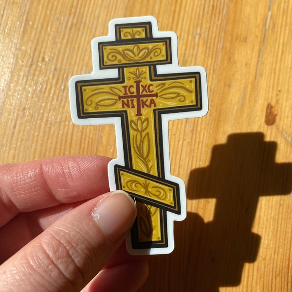 Sticker- 3-bar cross sticker 2.5”x3” Orthodox cross