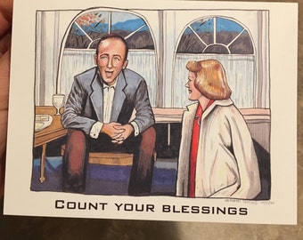Count Your Blessings White Christmas --single (1) blank holiday card