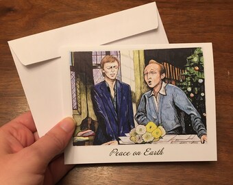 Single Card- Little Drummer boy+ Peace on Earth- Bing Crosby David Bowie duet+ blank holiday card