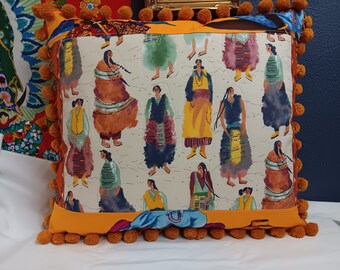 Sisters of the desert pillow Native American Indian Maidens tribal clothing