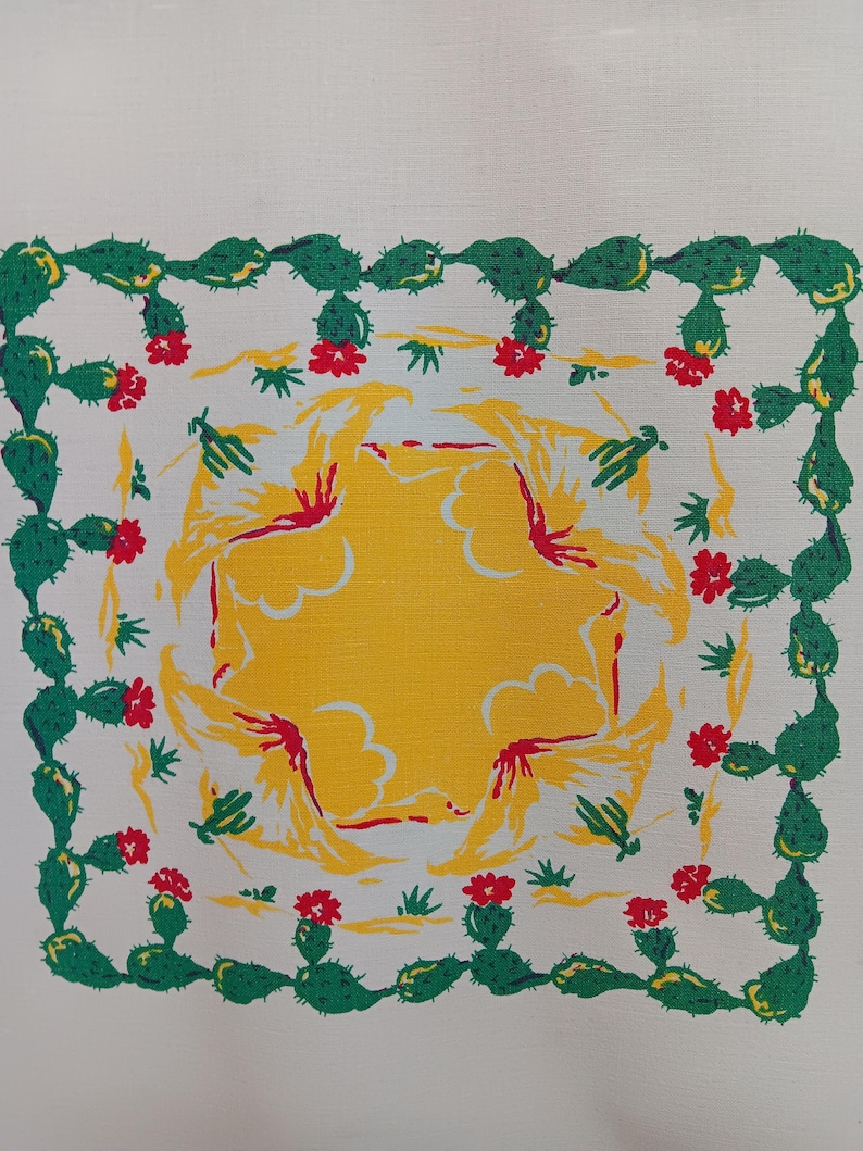 Sun Color Without Fire Vintage Mexican Tablecloth Spanish Dancer, Mariachi Band, Market ...