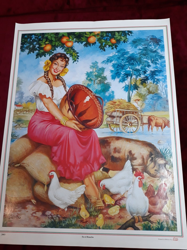 Rare Angel Martin En el Rancho Mexico art poster 16x20 Limited