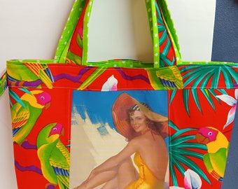 Beach bag tote bathing beauty love birds ON SALE