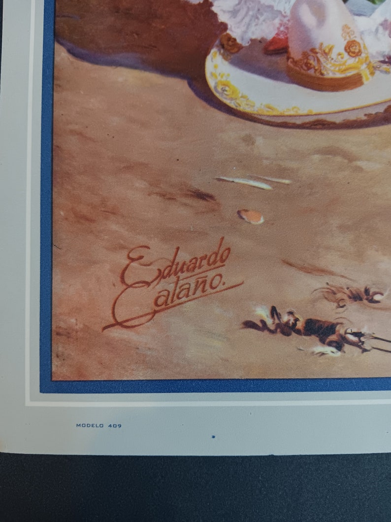 Vintage Mexico Calendar art Eduardo Catano Mexican Hat Dance imagem 8