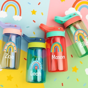 Personalized Kids 16oz Water Bottle with Name – Custom Animal Camp Cup, Reusable School Drinkware, Child Travel Mug, Toddler Water Cup