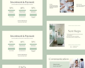 Innenarchitektur-Services und Preisleitfaden, bearbeitbare Canva-Vorlage, Willkommenspaket für neue Kunden, E-Design-Service, Präsentation von Kundenvorschlägen