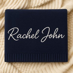 Personalized Baby Blanket with name Custom Embroidered Newborn Blanket Soft Cotton Knit Baby Shower Gift Keepsake Nursery Blanket