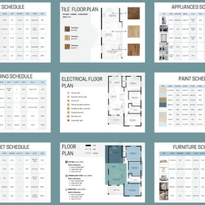 Plantilla de programación de muebles, accesorios y acabados de diseño de interiores para diseñadores de interiores - Plantillas de programación FF&E - Mood Board - Canva