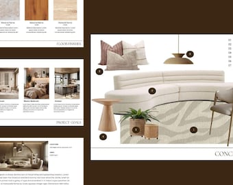 Interior Design Presentation | Interior Design Project Template | Client Presentation | Canva Template | Adobe Indesign Template
