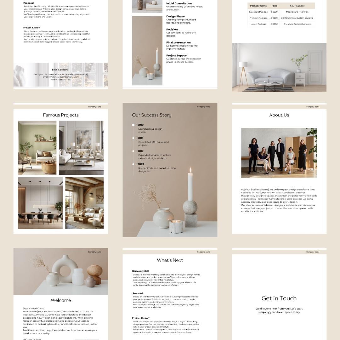 Interior Design Pricing & Packages Welcome Guide Template | Canva ...