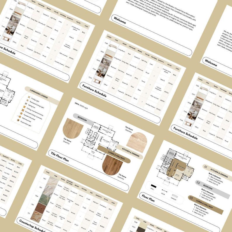 Interior Design Template FFE Finishes, Furniture Hardware and Finishes ...