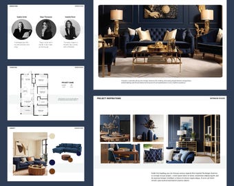 Interior Design Presentation | Interior Design Project Template | Client Presentation | Canva Template | Adobe Indesign Template