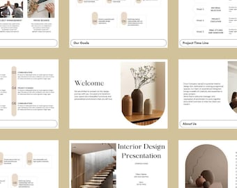Paquete de diseño de interiores / Plantilla de presentación de diseño de interiores / Propuesta de diseño de interiores / Programa de FF&E / Plantillas de diseño de interiores