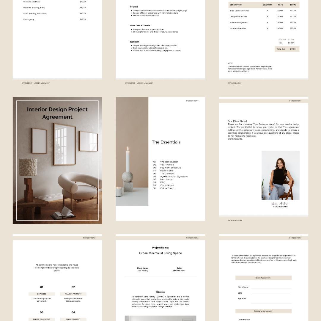 Interior Design Agreement Template | Modern E-design Contract ...