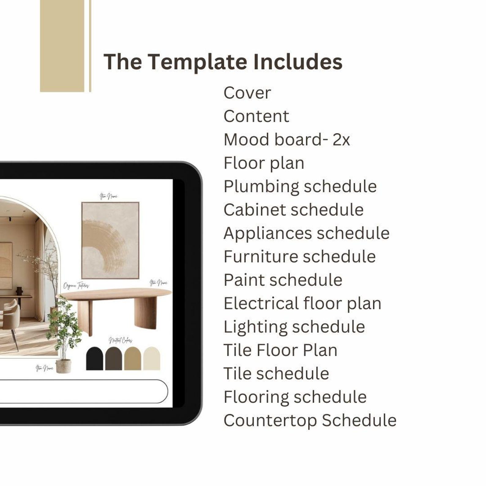 Interior Design Template FFE Finishes, Furniture Hardware and Finishes ...