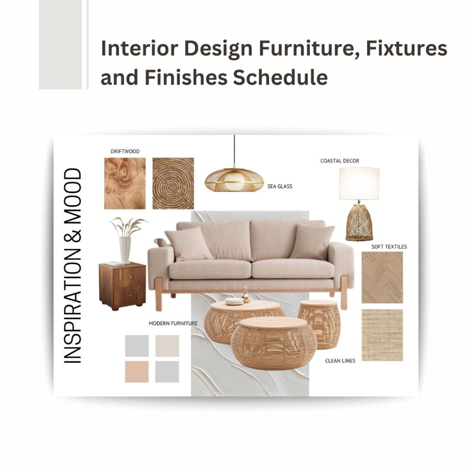 Interior Design Furniture, Fixtures and Finishes Schedule Template for ...