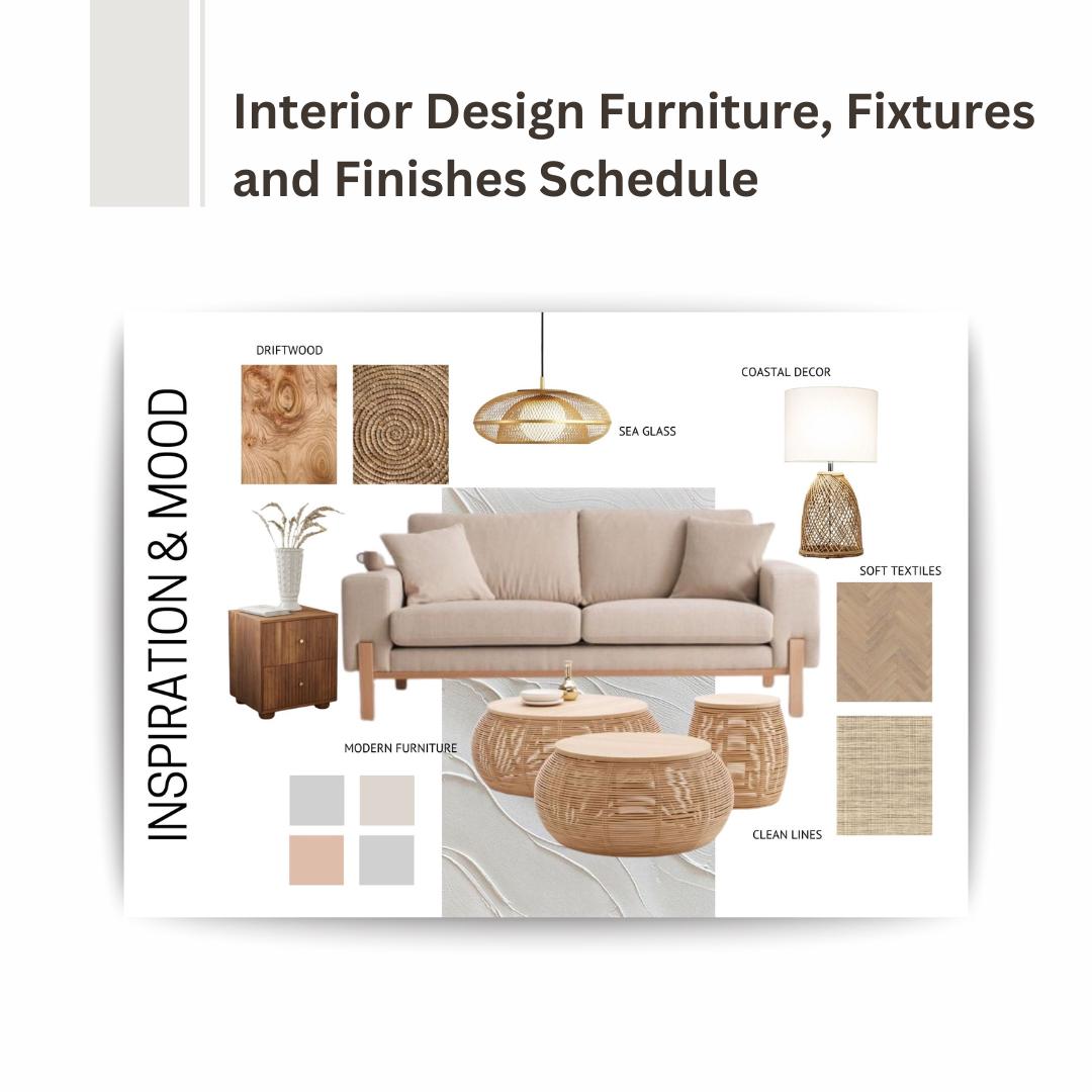 Interior Design Furniture, Fixtures and Finishes Schedule Template for ...