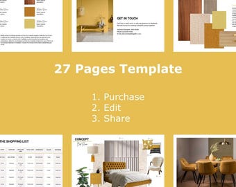 Interior Design Presentation | Interior Design Project Template | Client Presentation | Canva Template | Adobe Indesign Template