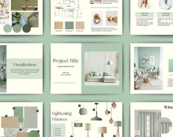Interior Design Presentation | Interior Design Project Template | Client Presentation | Canva Template | Adobe Indesign Template