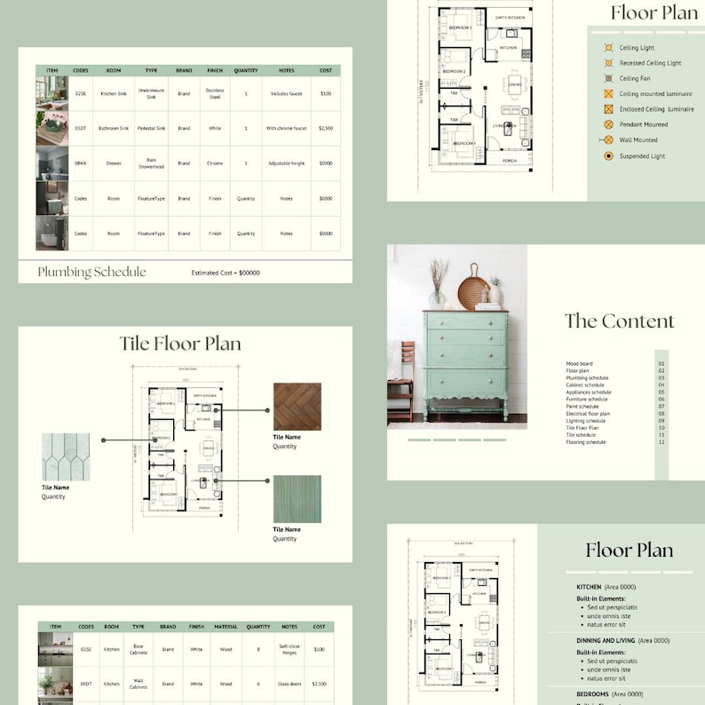 Interior Design FFE Schedule Template - Furniture, Fixtures & Finishes ...