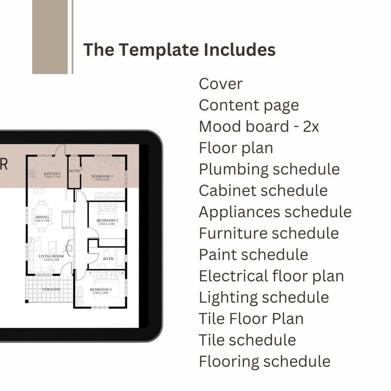Interior Designer FF&E Schedule Template (canva), Mood Board, 15 Pages ...