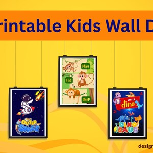 Arte mural digital para niños / A4 imprimible / Estampado animal en tonos pastel suaves / Decoración de habitación infantil