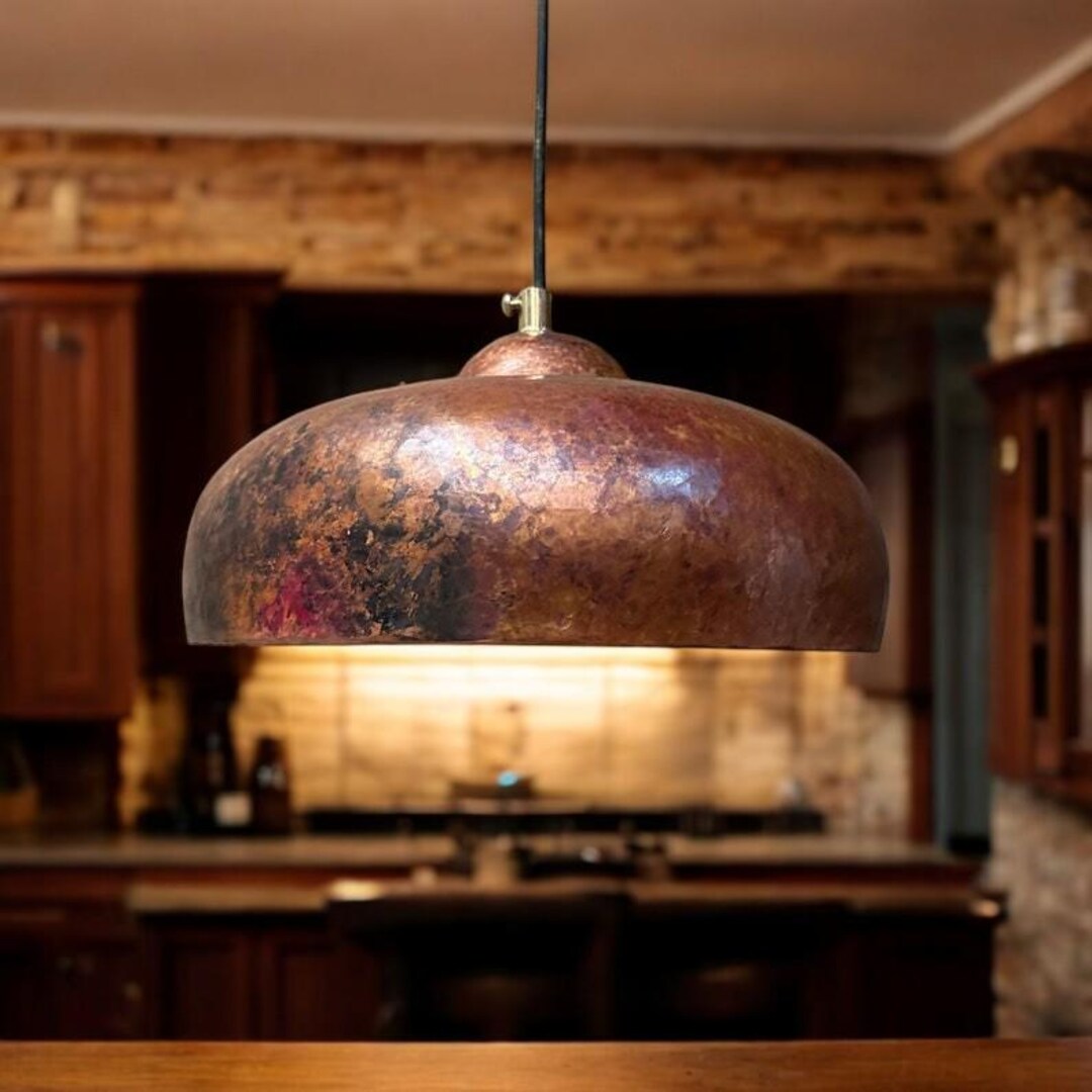 Rustic Copper Lights Handmade Rustic Copper Dome Pendant Light: Kitchen Island Lighting - Etsy