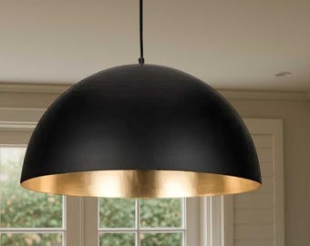 Handgefertigte Kupfer Hängeleuchte: Rustikale Schwarze Deckenlampe