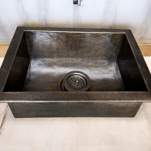 Antique Hammered Brass Undermount Sink , Patina Brass Kitchen Sink, square Patina Brass Handcrafted Drop in Sink, Handmade copper
