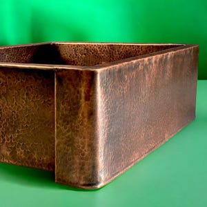 Custom Copper Farmhouse Sink with Sprayer & Soap Dispenser - Antique Patina