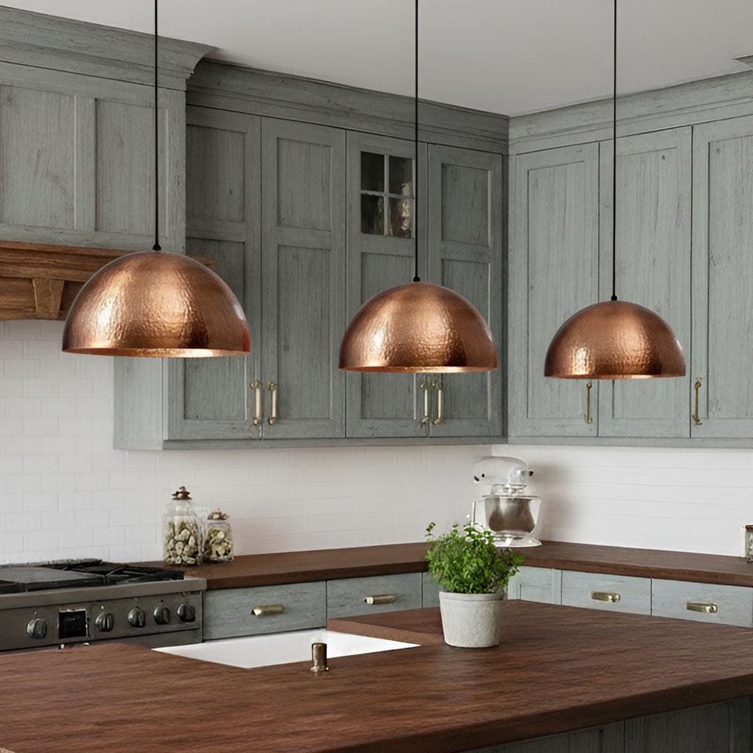 Handmade Hammered Copper Pendant Light: Kitchen Island Lighting - Etsy