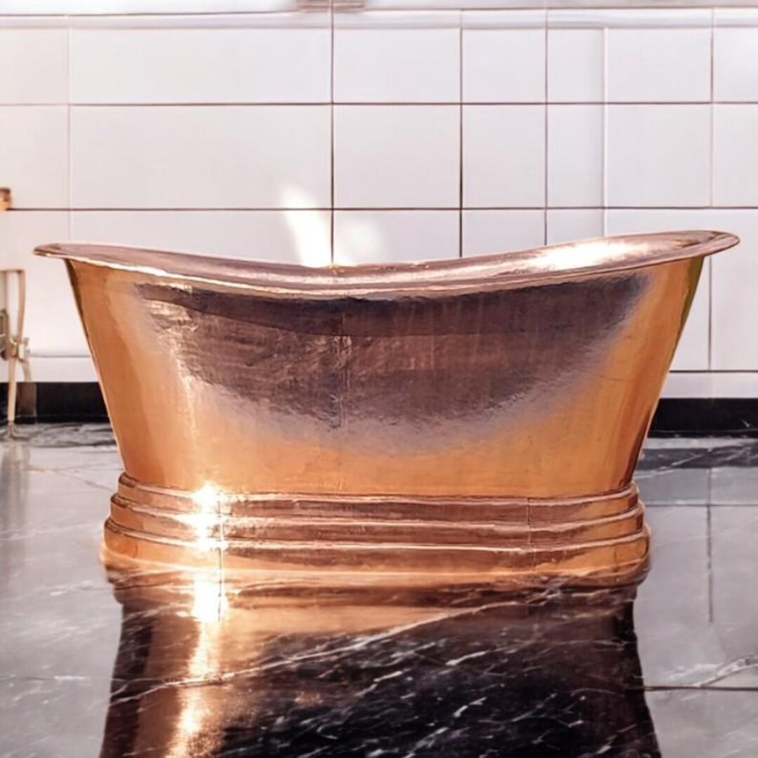 Freestanding Copper Bathtub, Copper Soaking Tub With Patina Finish ...