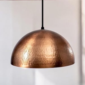 Handmade Hammered Copper Pendant Light: Kitchen Island Lighting